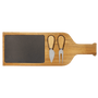 17.5" x 6" Acacia Wood/Slate Serving Board with Two Tools