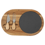 Acacia Wood/Slate Oval Cheese Set with Two Tools