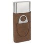 Dark Brown Leatherette Cigar Case with Cutter