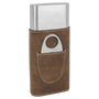 Rustic/Silver Leatherette Cigar Case with Cutter
