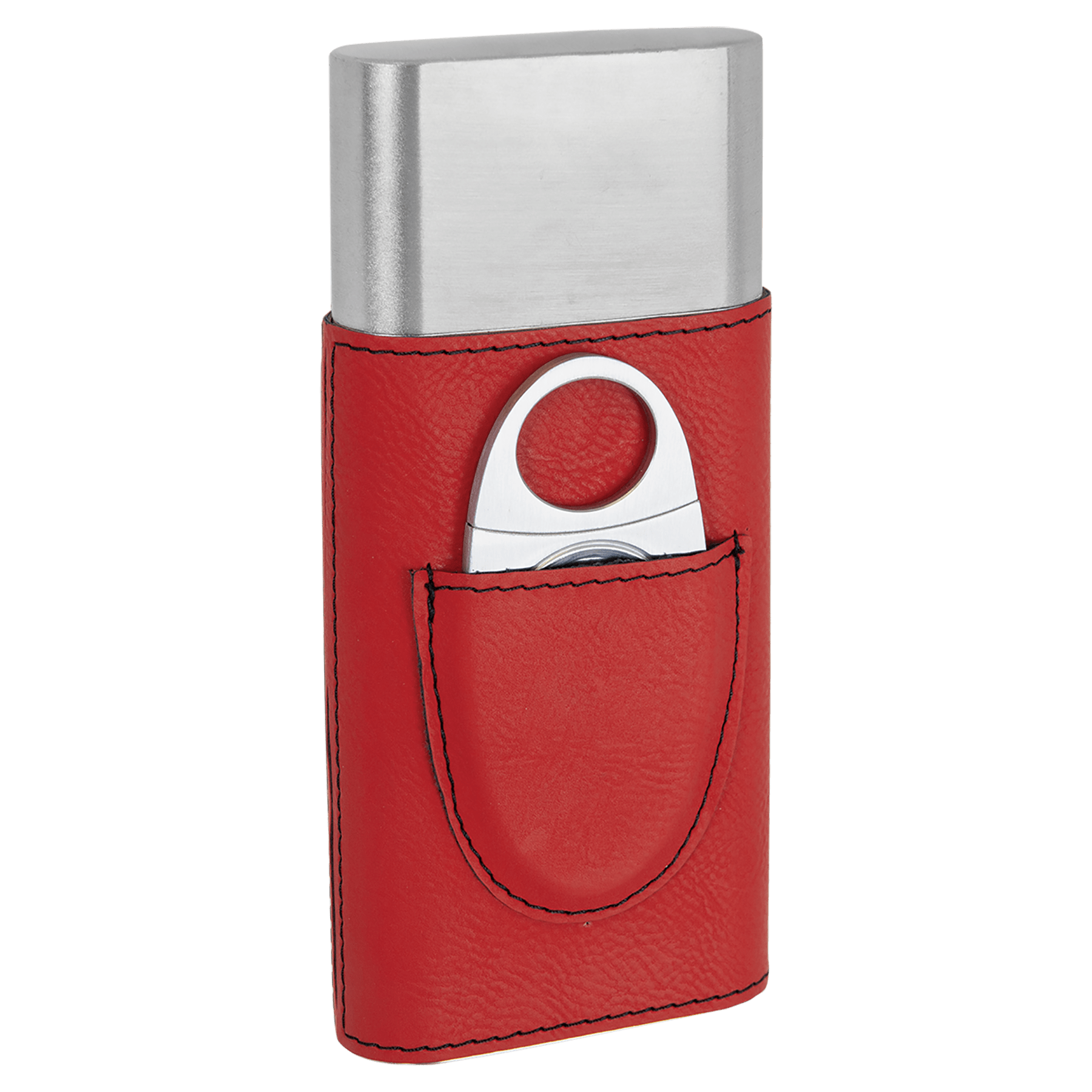 Red Leatherette Cigar Case with Cutter