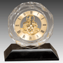 5.75" Clear Crystal Clock on Black Pedestal Base