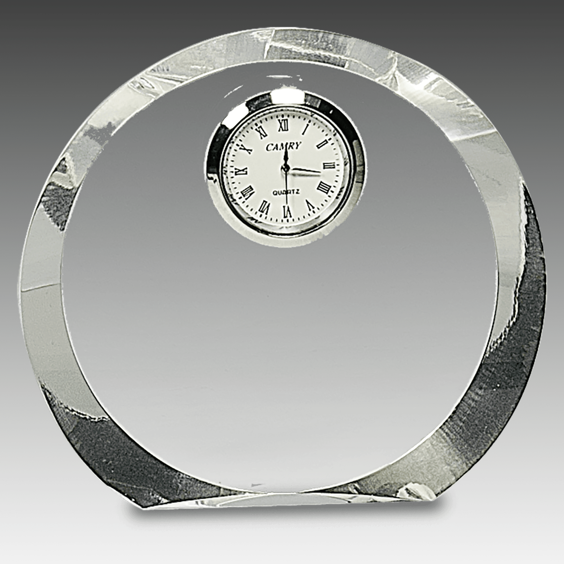 4.5" Clear Crystal Round with Clock