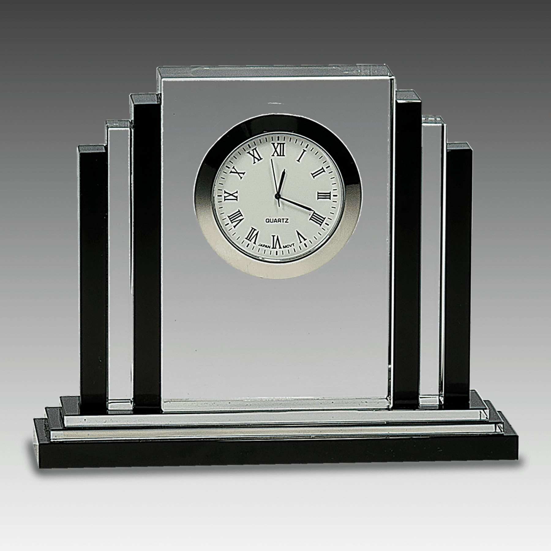 6" Clear Crystal with Clock and Black Crystal Trim