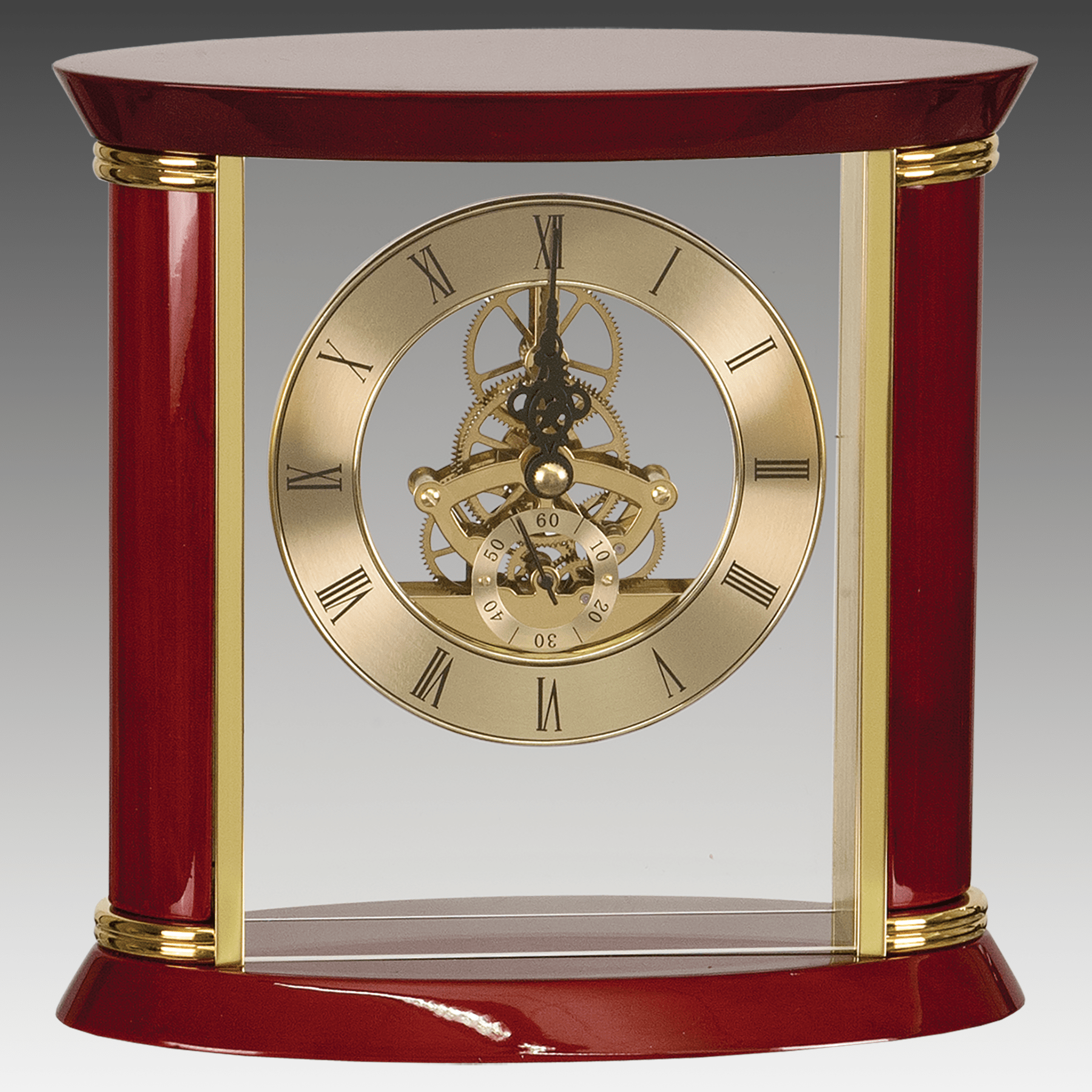 7.75" Executive Gold & Rosewood Piano Finish Clock
