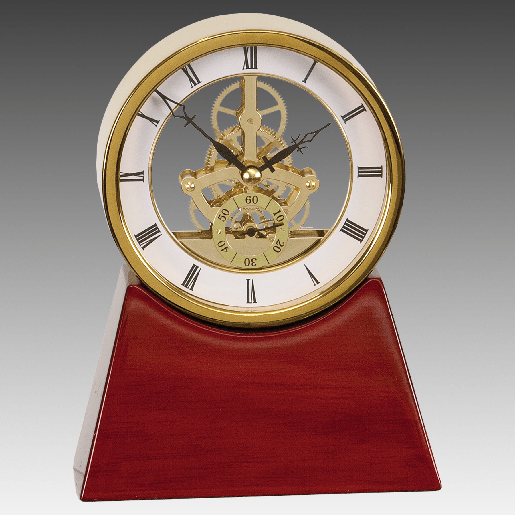 7.25" Executive Gold & Rosewood Piano Finish Clock