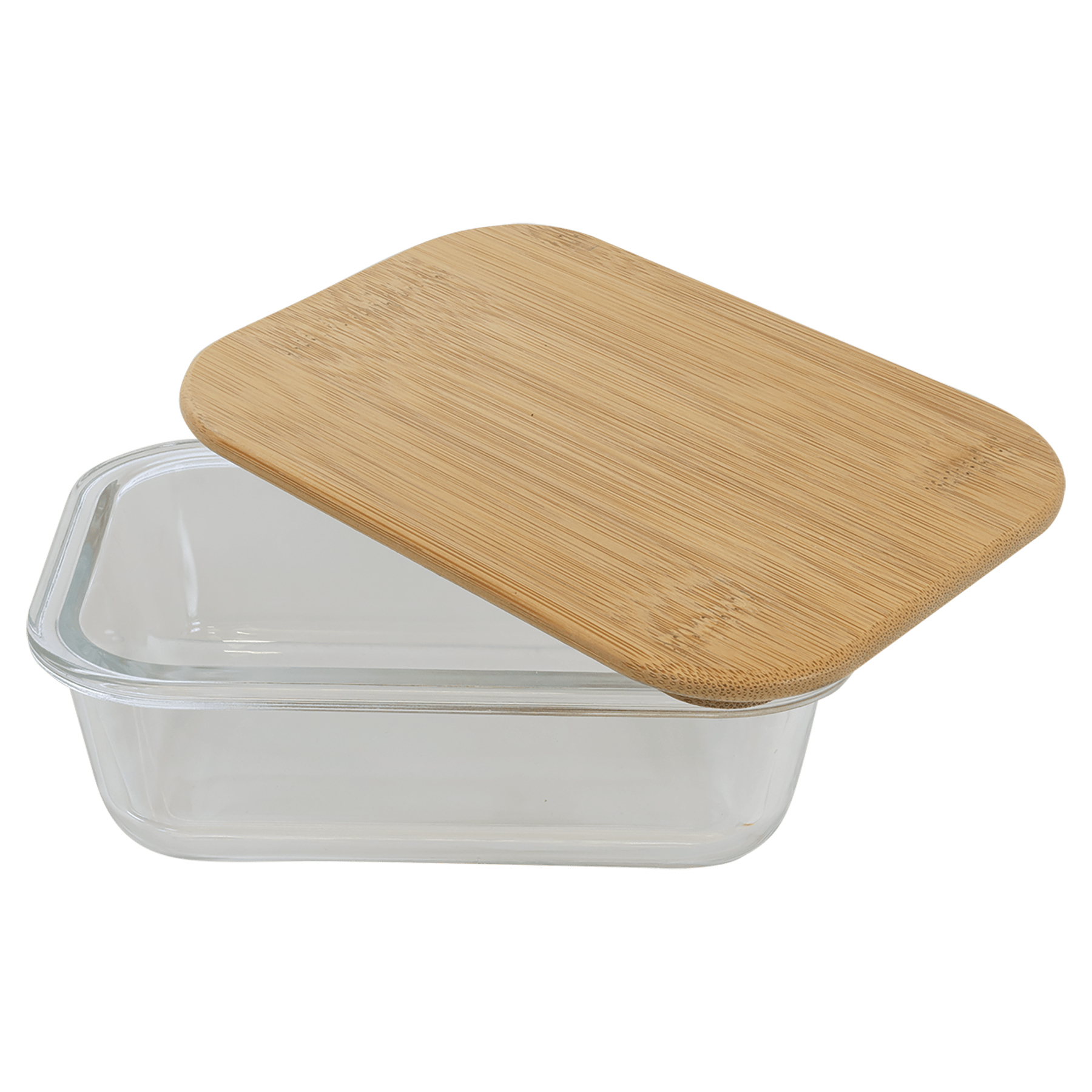 12 oz. Rectangle Glass Container with Bamboo Lid