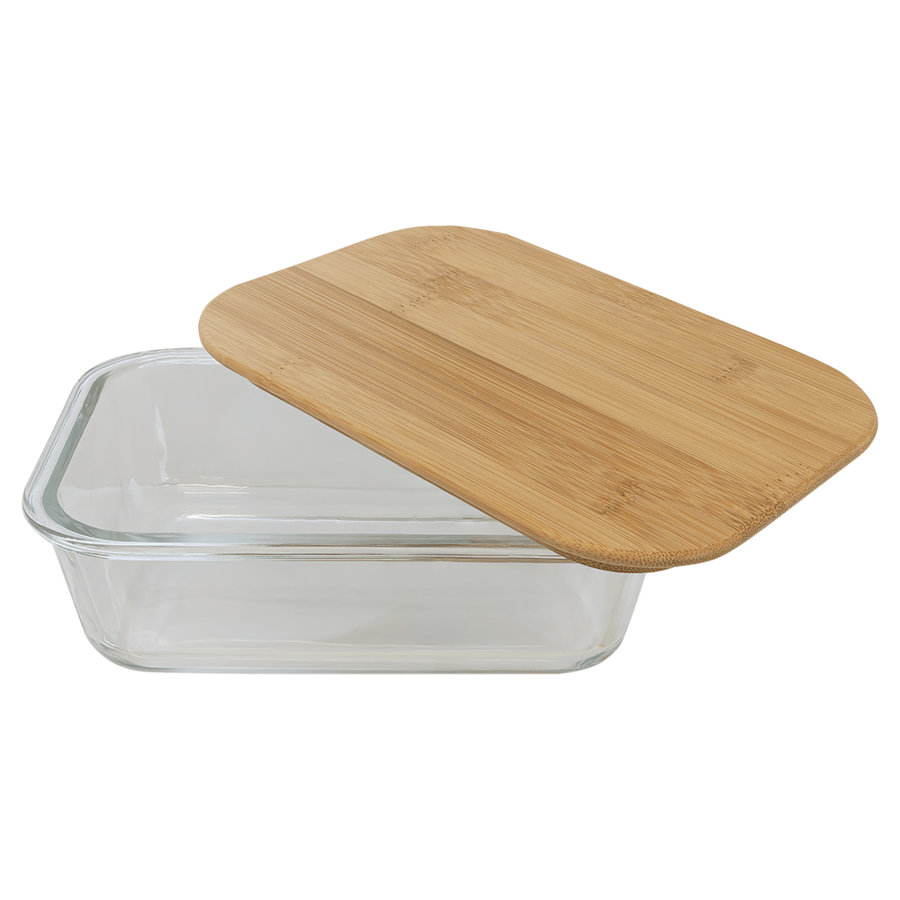 35 oz. Rectangle Glass Container with Bamboo Lid