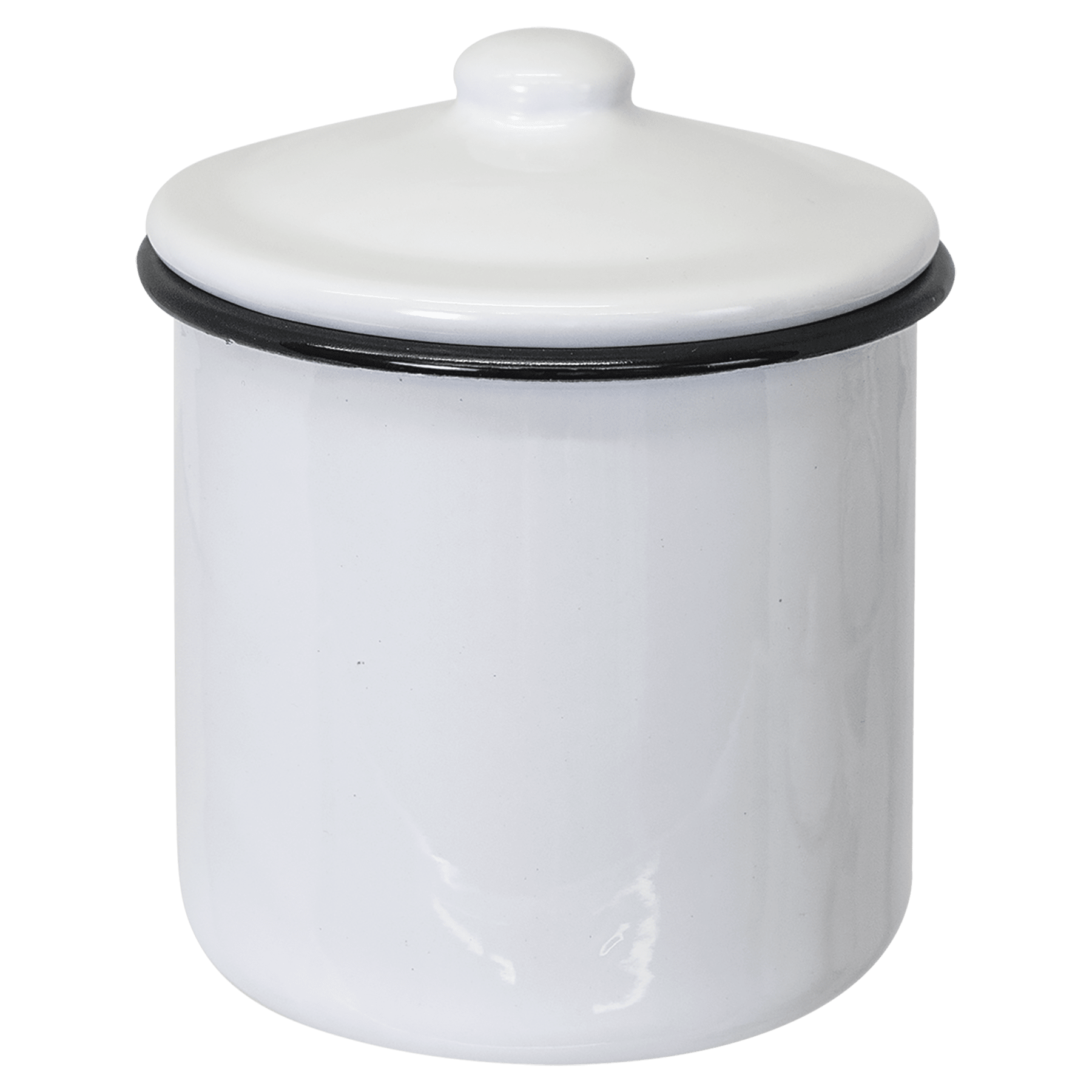 4.15" x 3.1" White/Black Enamel Canister with Lid
