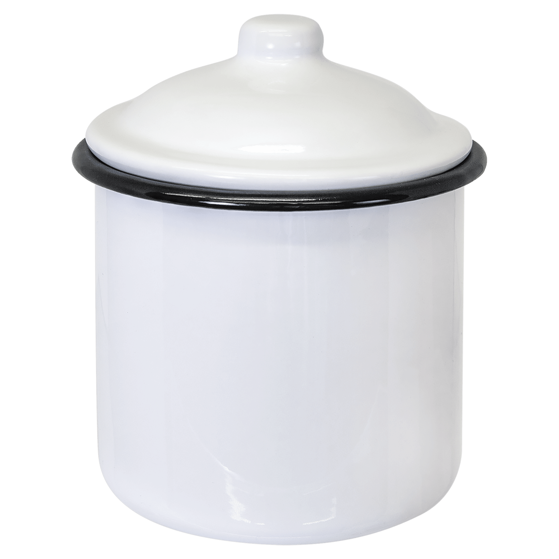 5.25" x 3.9" White/Black Canister with Lid