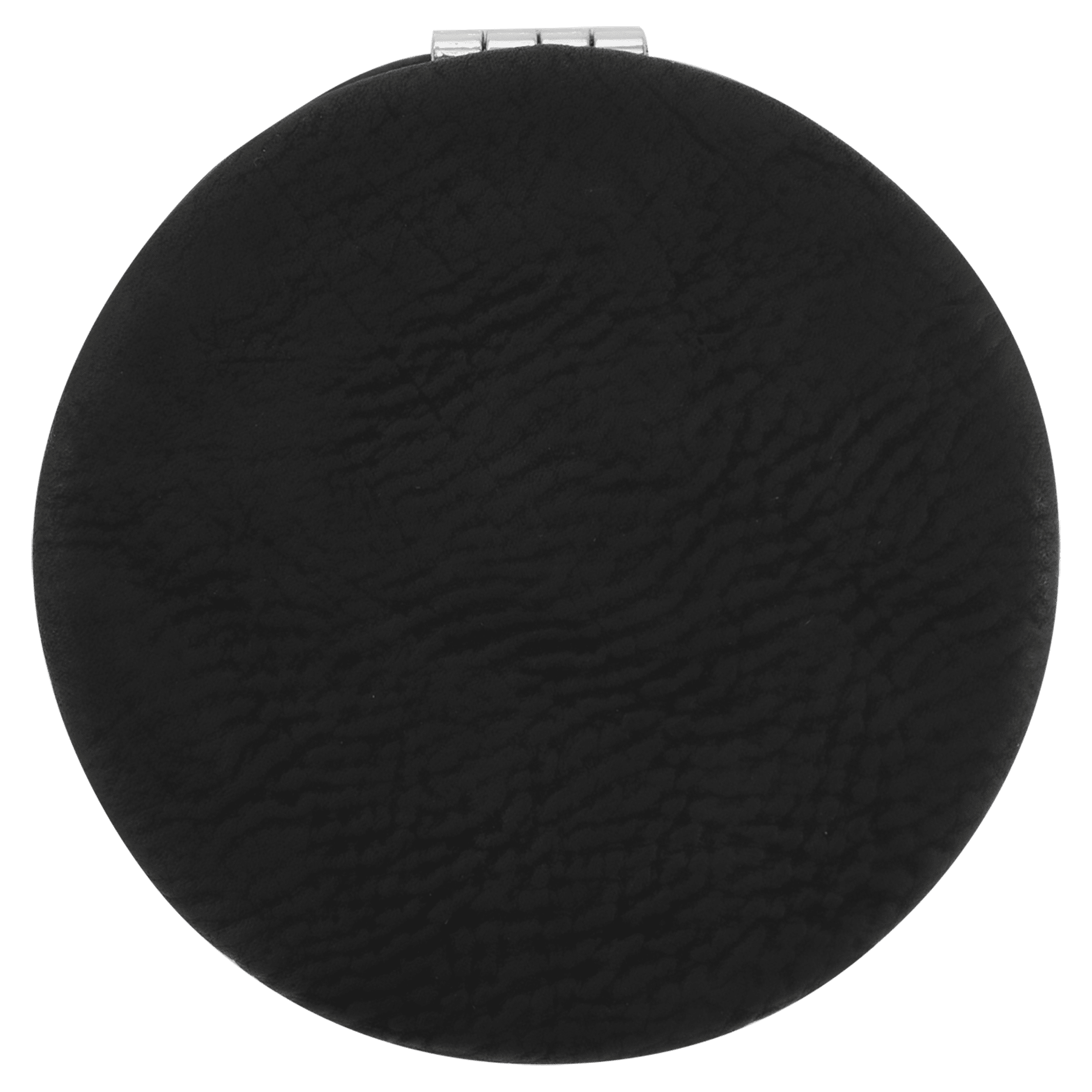2.5" Black/Silver Leatherette Compact Mirror