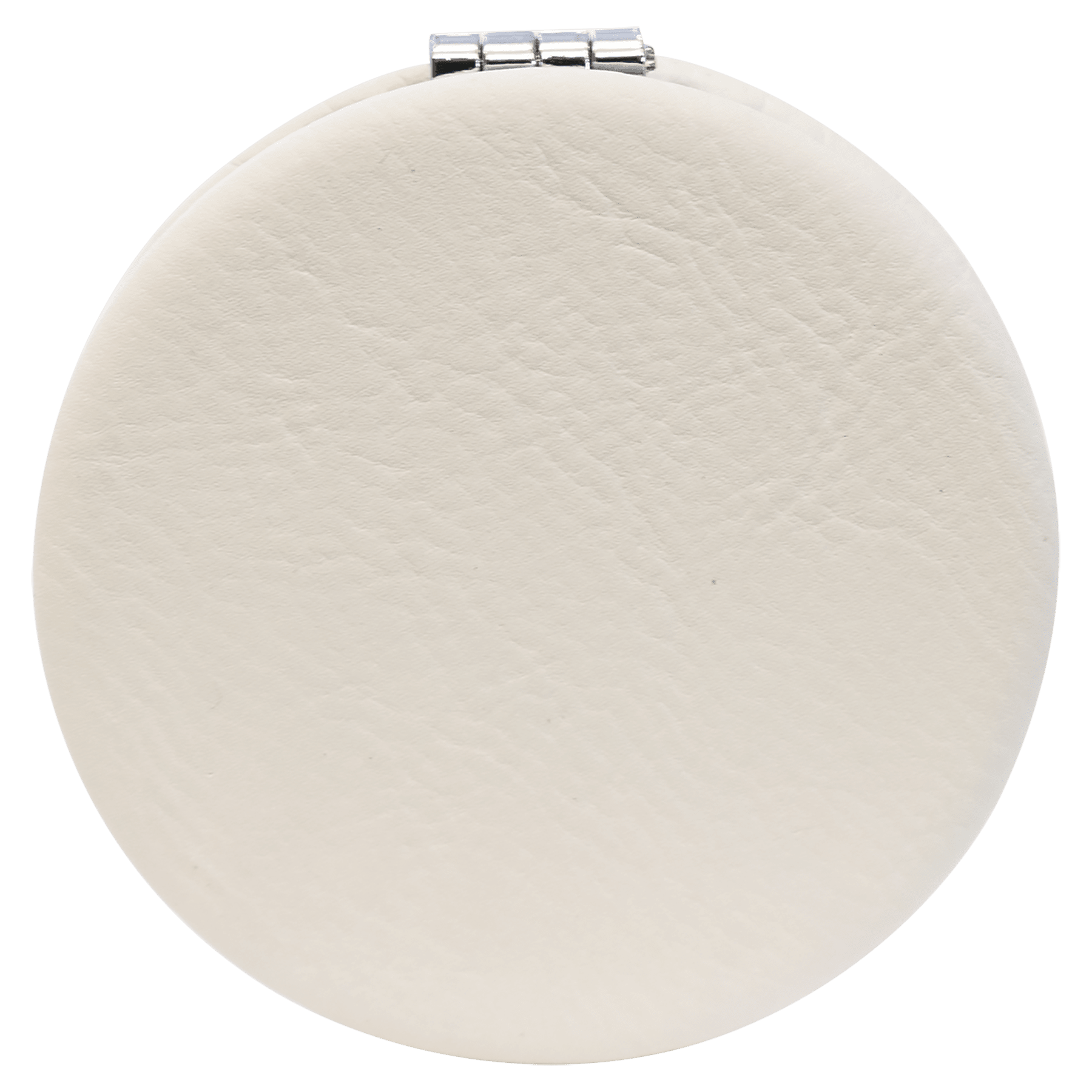 2.5" White Leatherette Compact Mirror