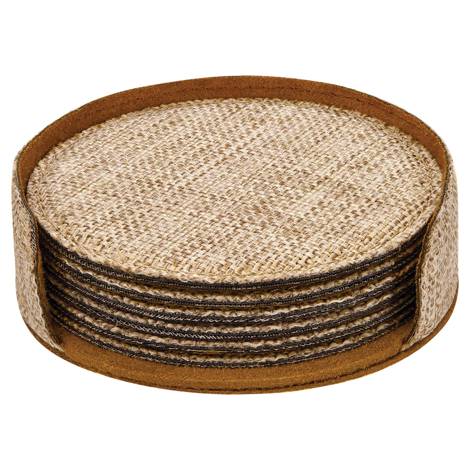 4" Sublimatable Burlap Round 6-Coaster Set