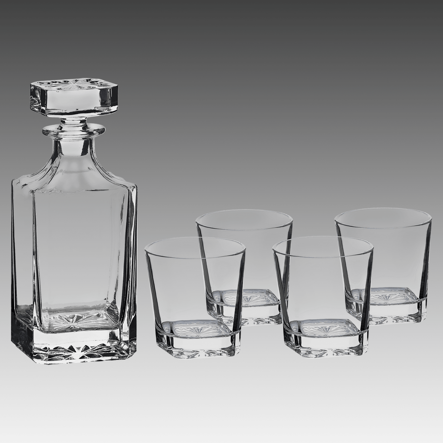 750ml Square Glass Decanter Set w/ Four 11 oz. Glasses