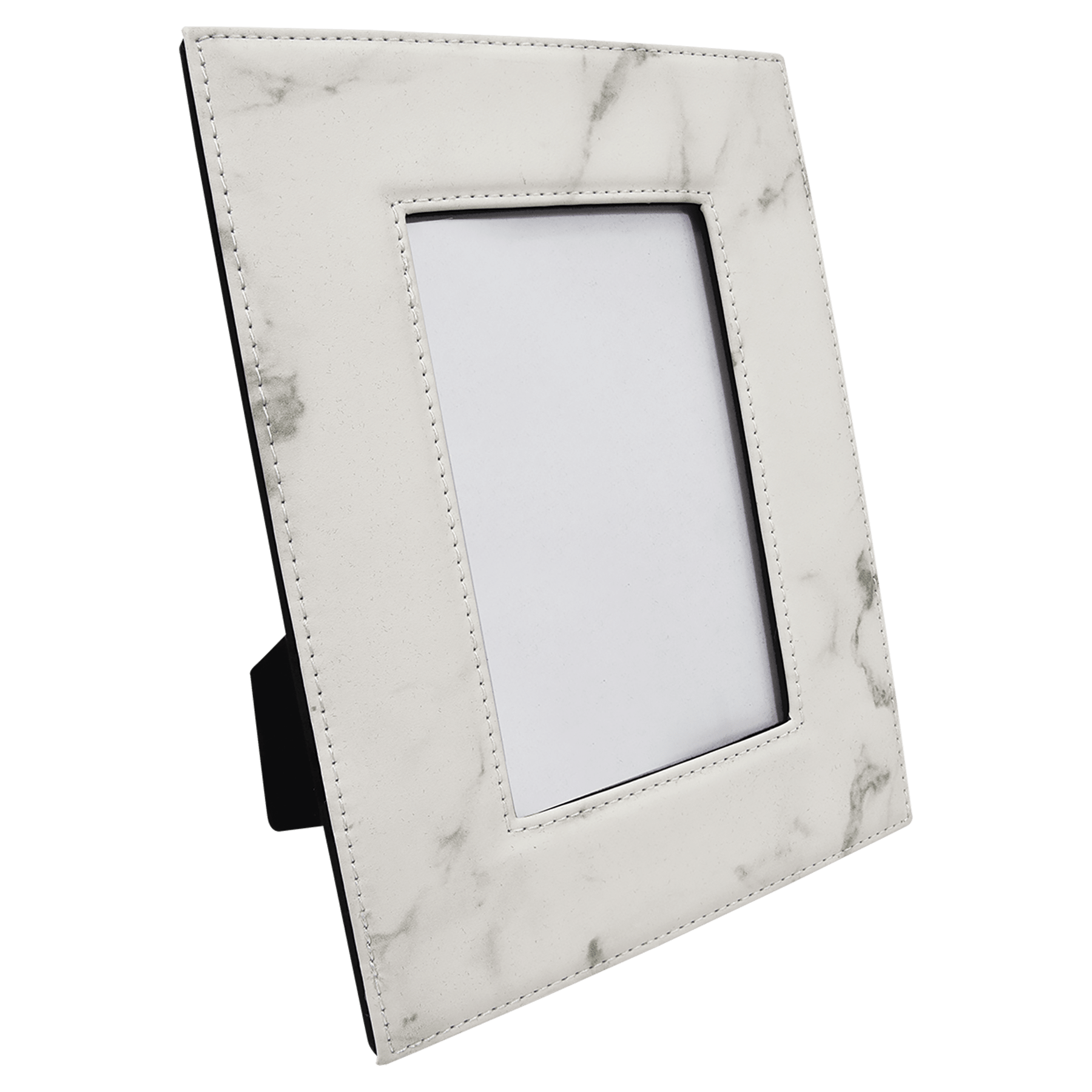 4" x 6" White Marble Leatherette Photo Frame