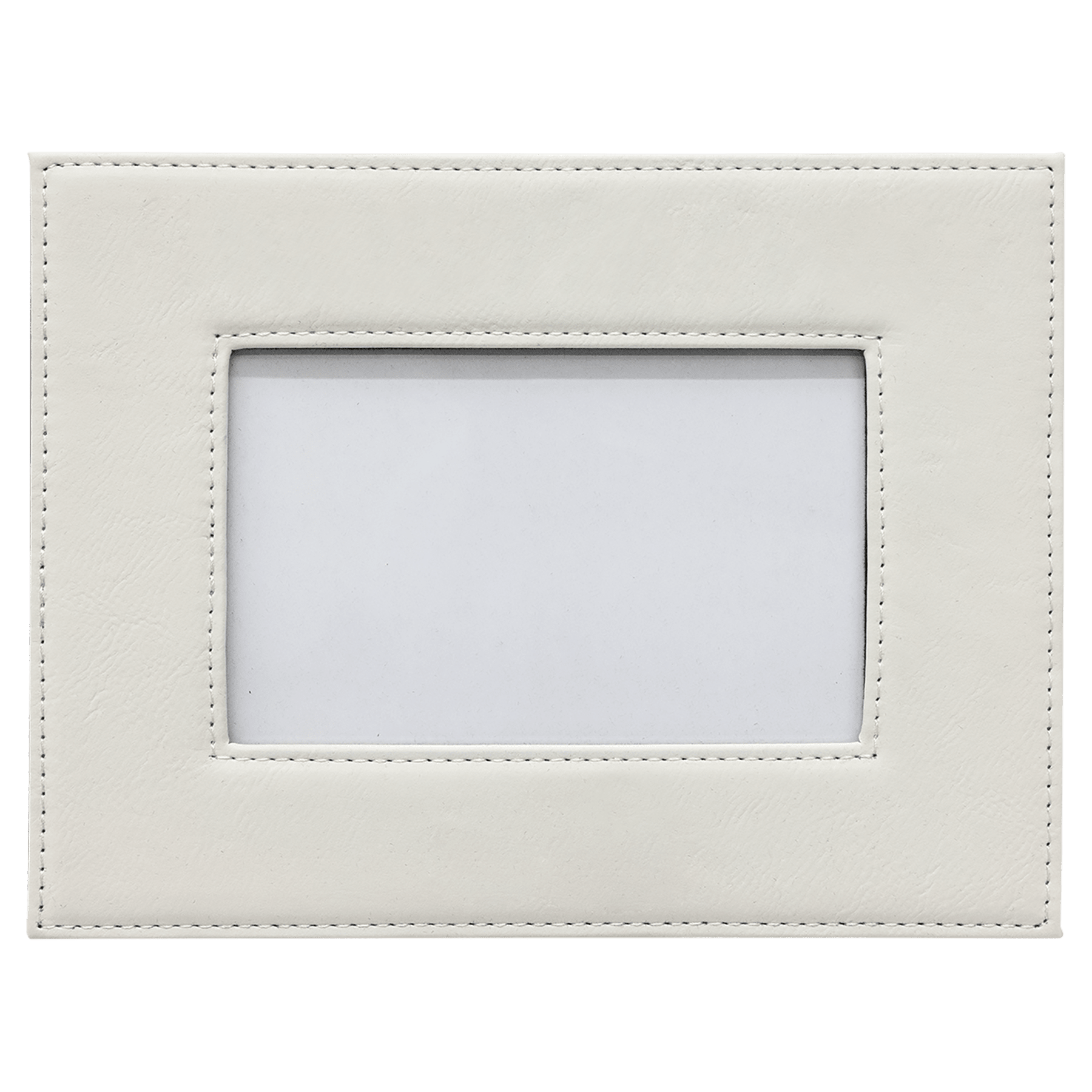 4" x 6" White/Black Leatherette Photo Frame
