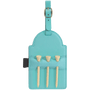 5" x 3.25" Teal Leatherette Golf Bag Tag with 3 Wooden Tees