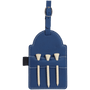 Blue/Silver Leatherette Golf Bag Tag with 3 Wooden Tees