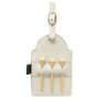 5" x 3.25" White Leatherette Golf Bag Tag with 3 Wooden Tees