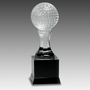 9" Crystal Golf Ball on Black Pedestal Base