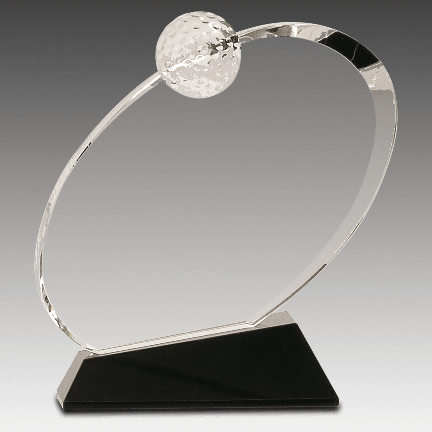 6.5" Clear Crystal Oblong Golf Award on Black Crystal Base