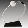 6" Clear Crystal Oblong Golf Award on Black Crystal Base