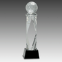 10.75" Clear Crystal Golf Ball on Facet Column w/Black Base