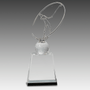 11" Clear/Black Crystal Golf Award Metal Oval Figure
