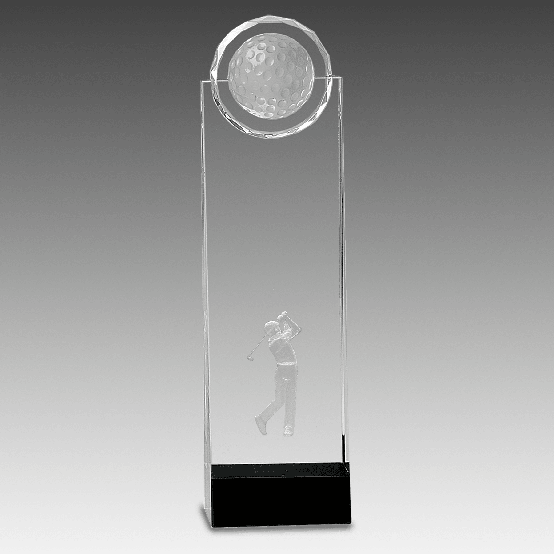 11.25" Clear/Black Crystal Standup with 3D Golfer