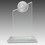7.25" Clear Crystal w/Inset Crystal Golf Ball on Clear Base