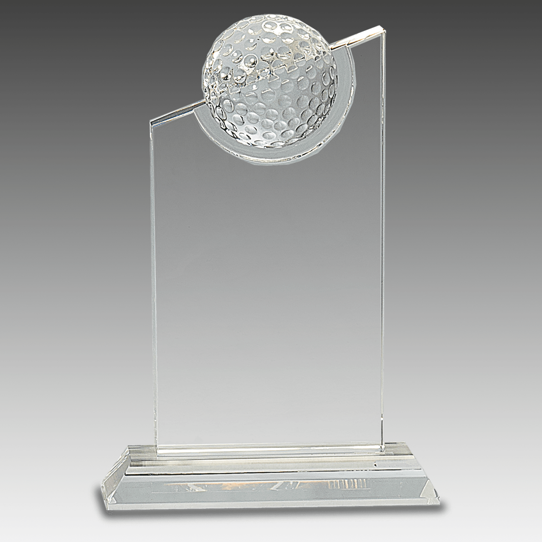 8" Clear Crystal with Inset Crystal Golf Ball on Clear Base