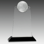 9" Clear Crystal Tablet w/Inset Golf Ball on Black Base