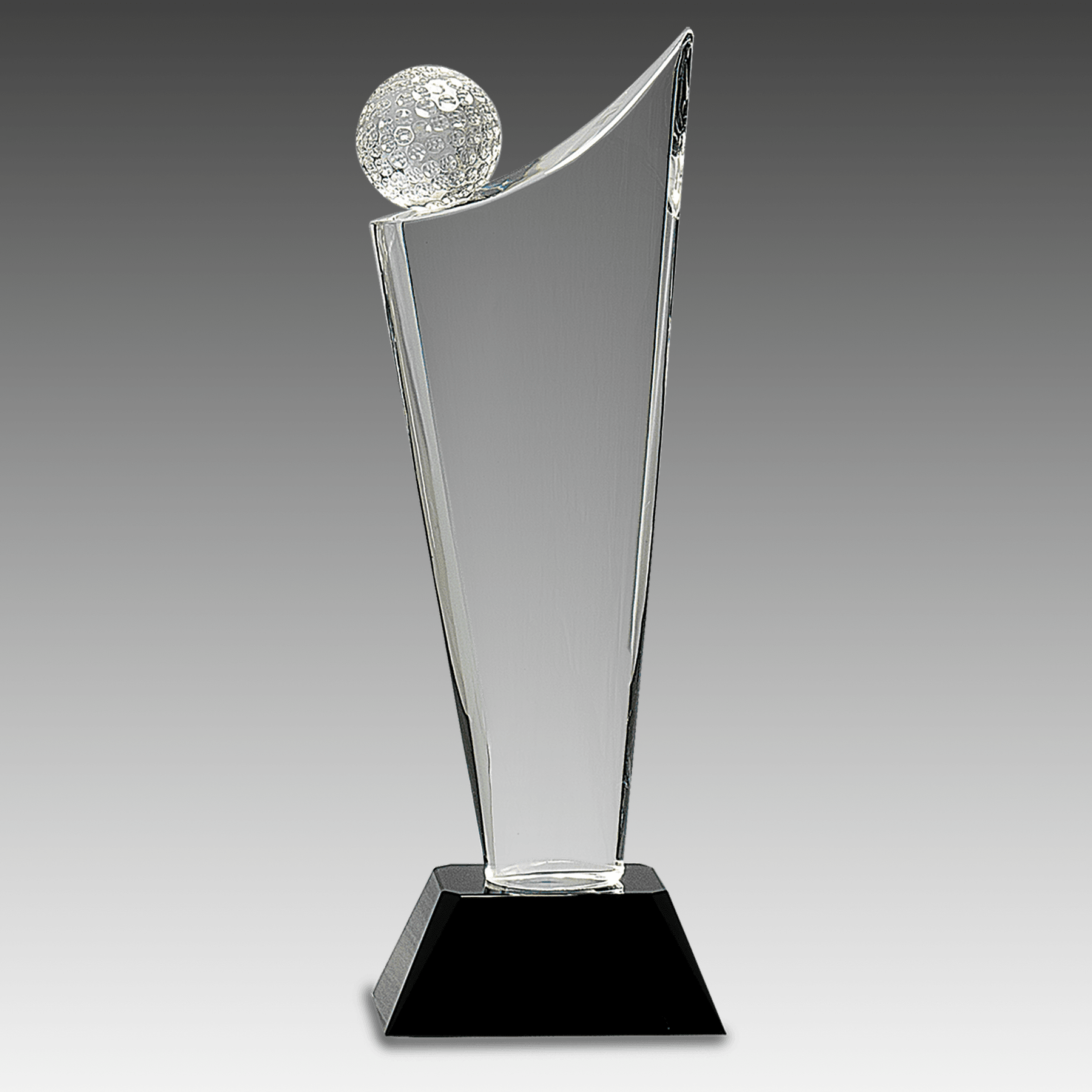 10.75" Clear Crystal Golf Wave on Black Pedestal Base