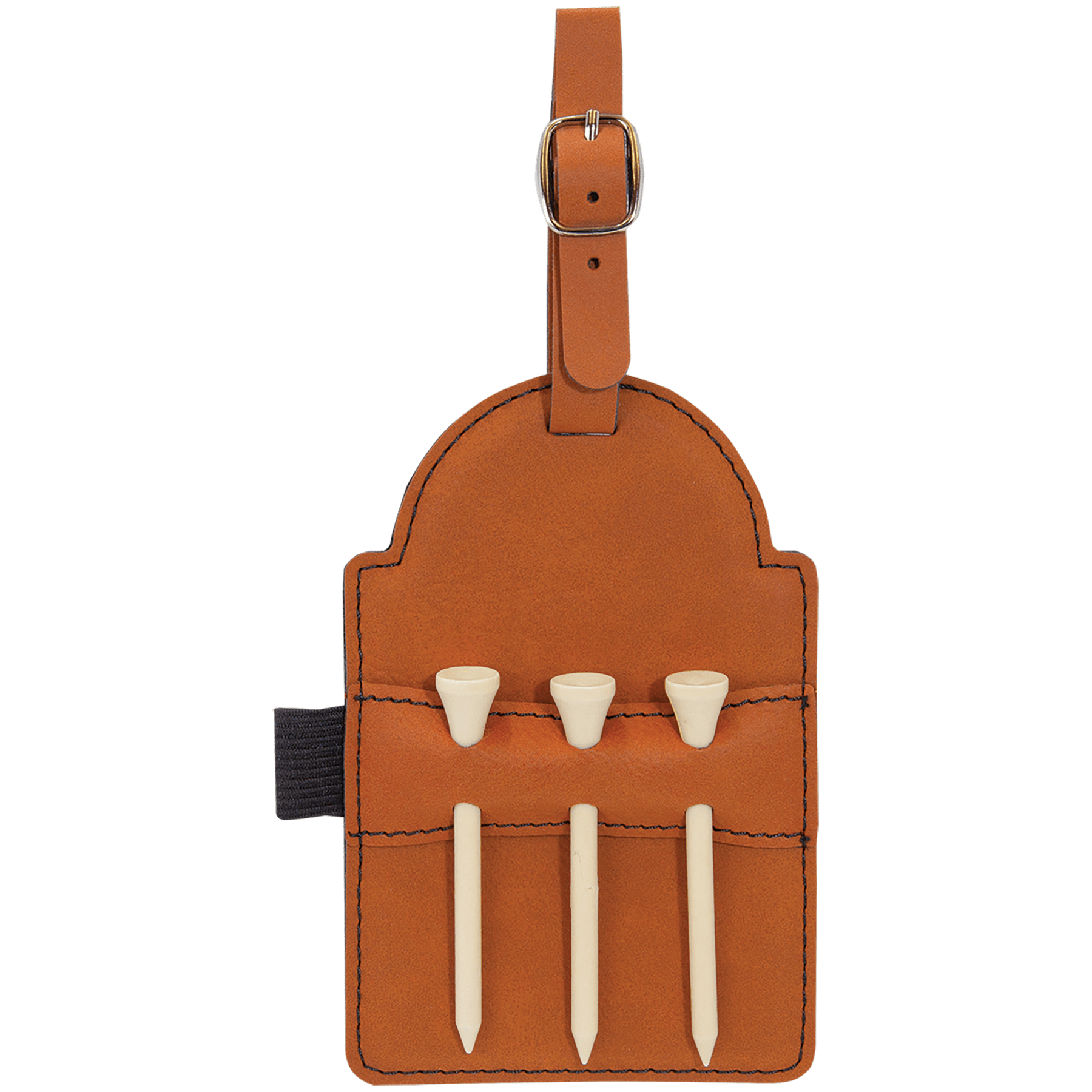 Rawhide Leatherette Golf Bag Tag with 3 Wooden Tees