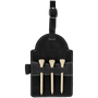 Black/Silver Leatherette Golf Bag Tag with 3 Wooden Tees