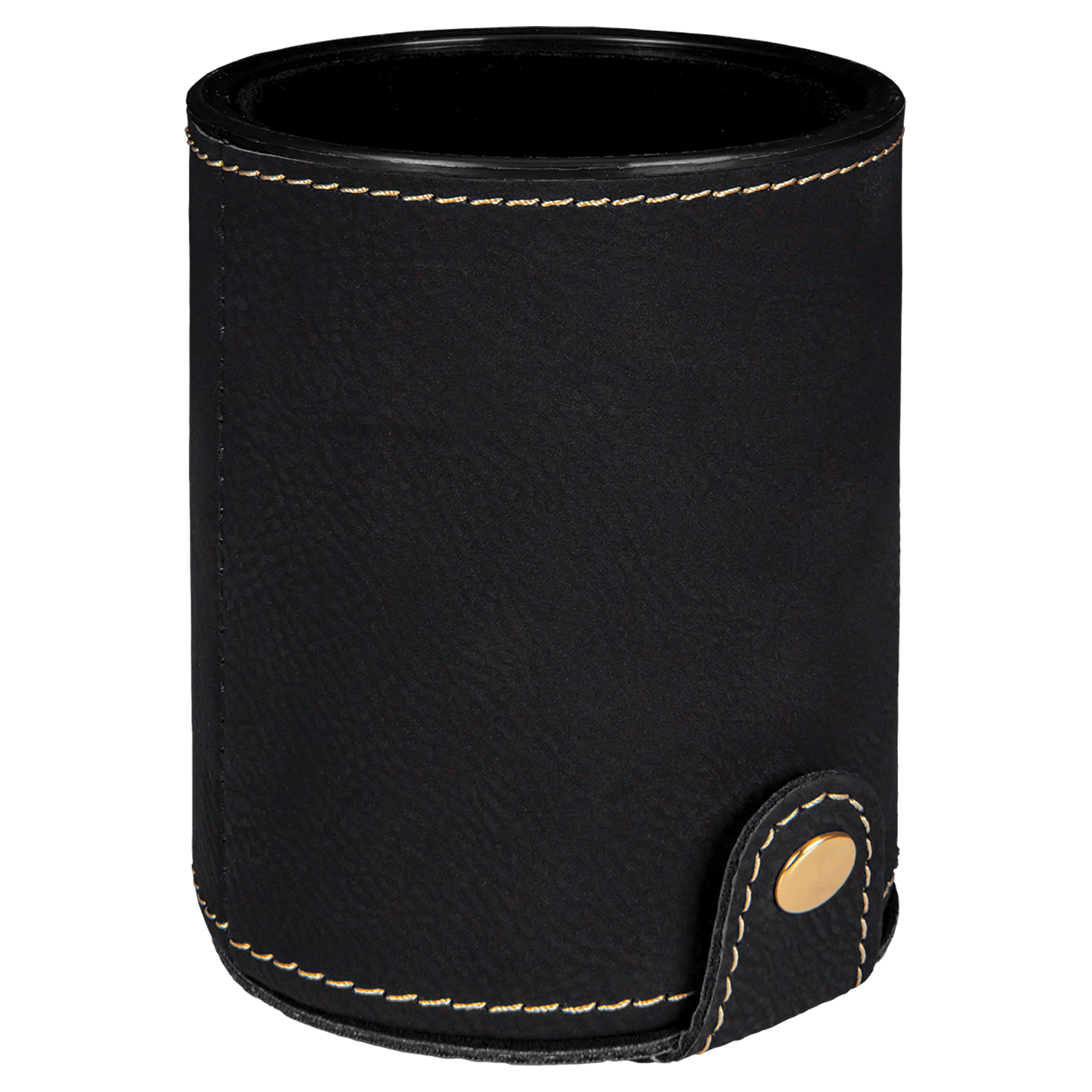 Black/Gold Leatherette Dice Cup with 5 Dice