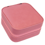 4" X 4" Pink Leatherette Travel Jewelry Box with Tan Lining