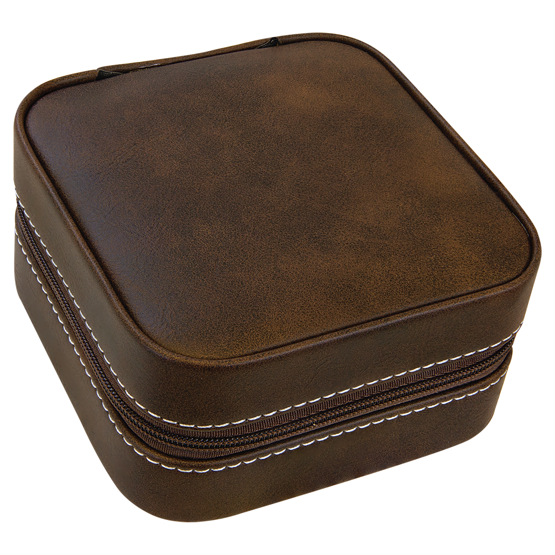 Rustic/Silver Leatherette Travel Jewelry Box w/Tan Lining