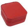 4" X 4" Red Leatherette Travel Jewelry Box with Tan Lining