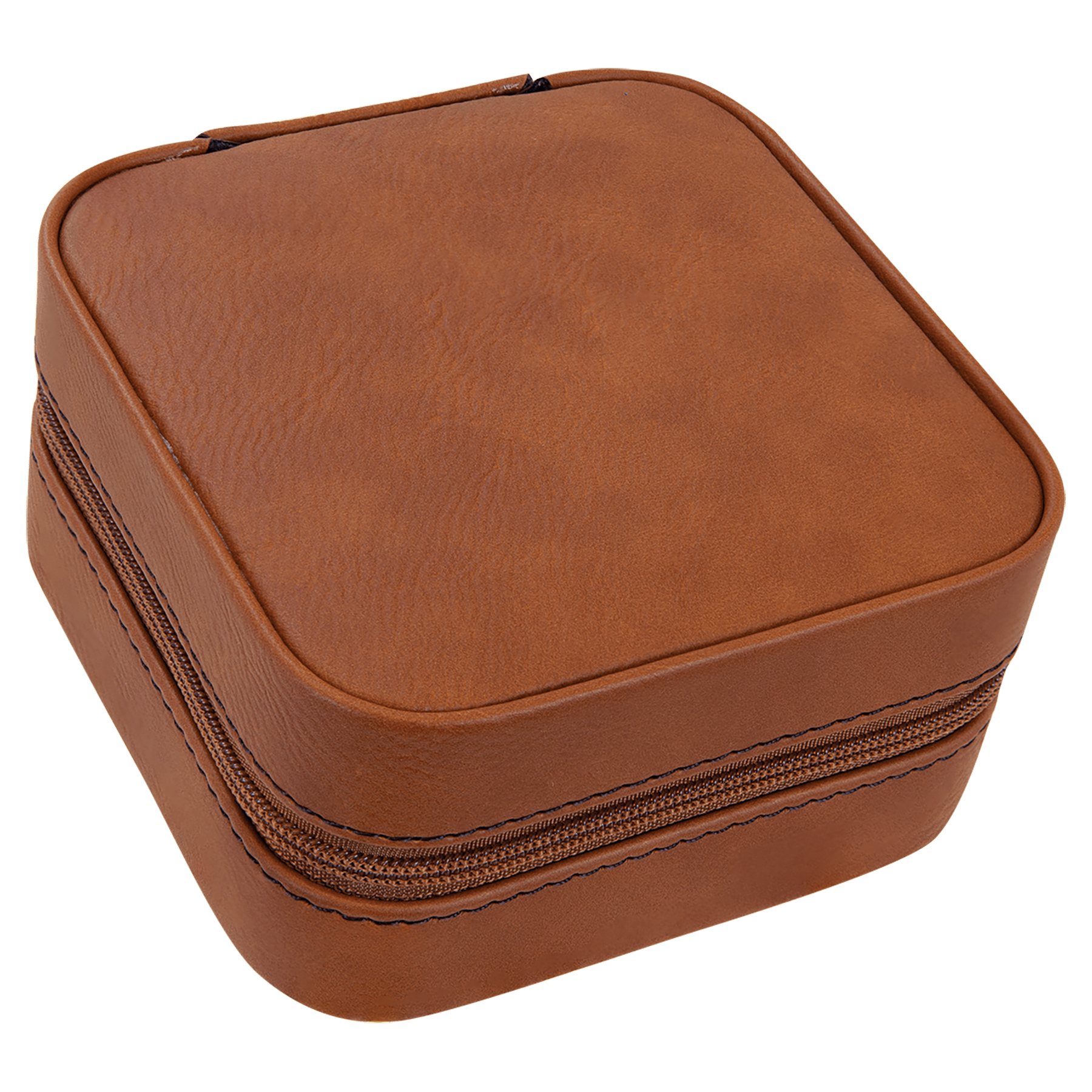 Rawhide Leatherette Travel Jewelry Box with Black Lining