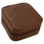 Dark Brown Leatherette Travel Jewelry Box with Black Lining