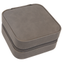 4" X 4" Gray Leatherette Travel Jewelry Box w/Black Lining