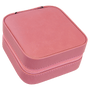 4" X 4" Pink Leatherette Travel Jewelry Box w/Black Lining