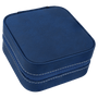 Blue/Silver Leatherette Travel Jewelry Box w/Black Lining