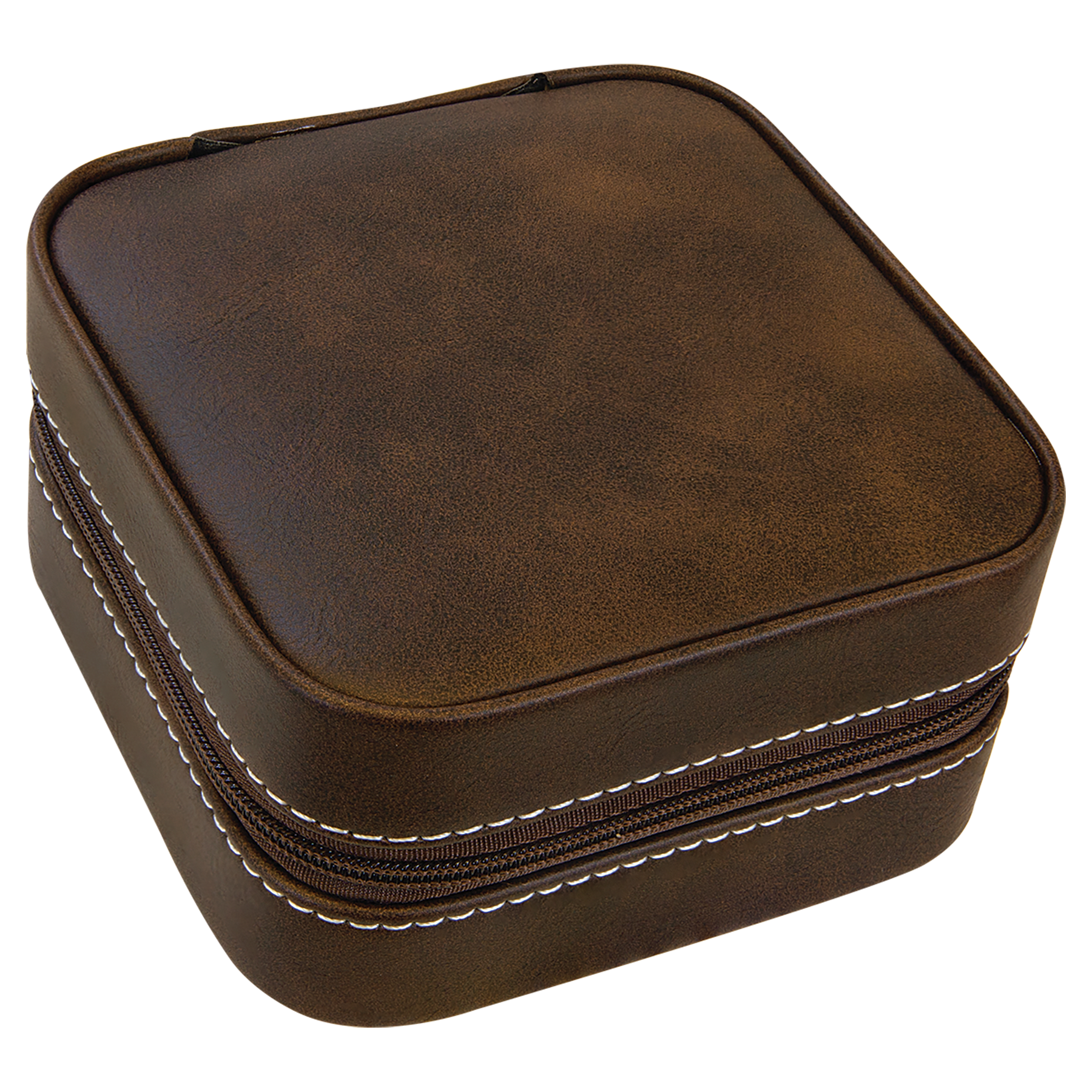 Rustic/Silver Leatherette Travel Jewelry Box w/Black Lining