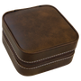 Rustic/Silver Leatherette Travel Jewelry Box w/Black Lining