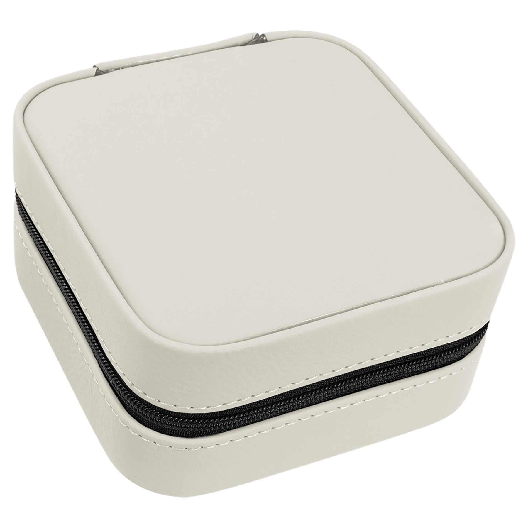White/Black Leatherette Travel Jewelry Box w/Black Lining
