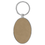3" x 1.75" Leatherette/Metal Light Brown Oval Keychain