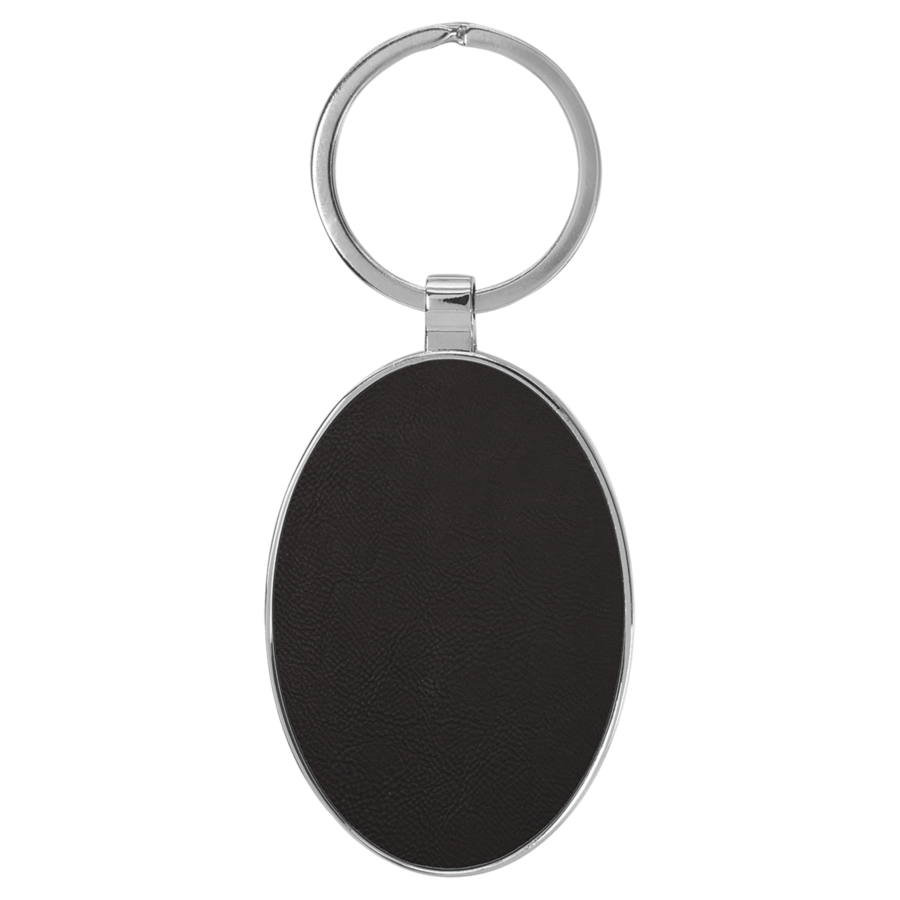 3" x 1.75" Leatherette/Metal Black/Gold Oval Keychain