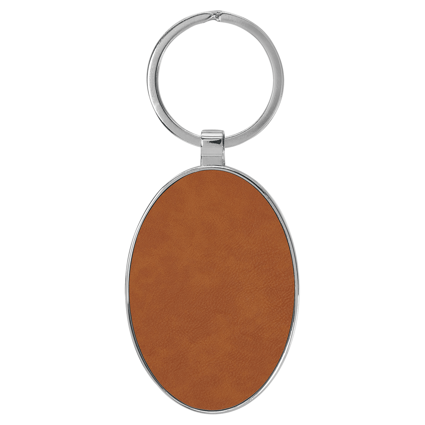 3" x 1.75" Leatherette/Metal Rawhide Oval Keychain